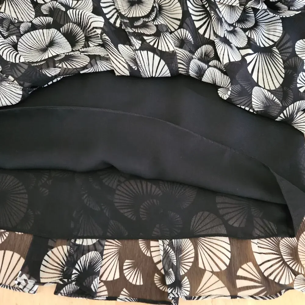 Bob Mackie Chiffon Side Zip Skirt Geometric Floral Art sz 8 EUC
